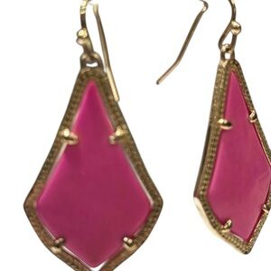 Kendra Scott Alexandra Earrings Hot Pink Dangle Gold Tone